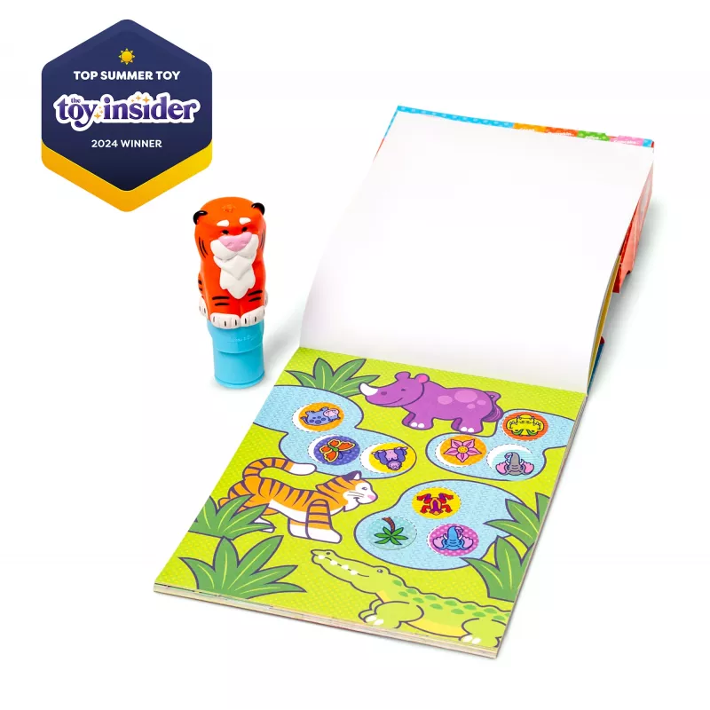 Melissa & Doug Sticker WOW 24 puslapių veiklos knygelė ir lipdukų štampukas, 300 lipdukų, menų ir amatų fidget žaislas, kolekcionuojamas personažas – Tigras - FSC sertifikuota