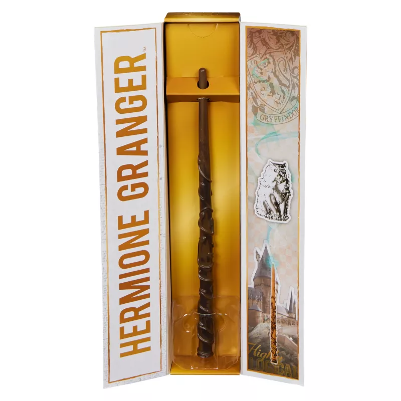 Wizarding World Haris Poteris, 12 colių Magiškas Kolekcinis Hermionos Įkyrėlės Lazdelė su Stovu ir Liejiniu Ženkliuku, Magiškos Būtybės, Aksesuaras Kostiumams
