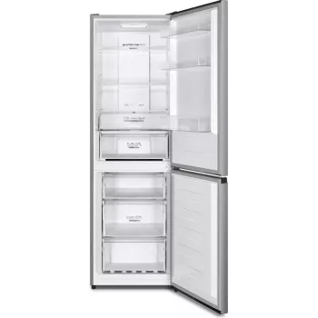 Gorenje Kombinuotas šaldytuvas-šaldiklis NRK619CAXL4 SI, 304 L, SN-N, 6 kg/24h, C, Fresh zone skyrius, Pilka