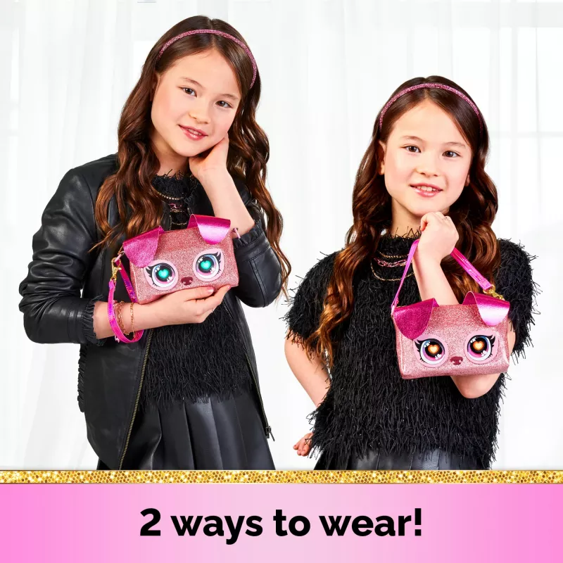 Purse Pets „Keepin’ It Clutch Dazzling Diva“ šuniuko žaislas ir riešinė su šviečiančiomis vaivorykštės spalvų akimis, mergaičių žaislai nuo 4 metų