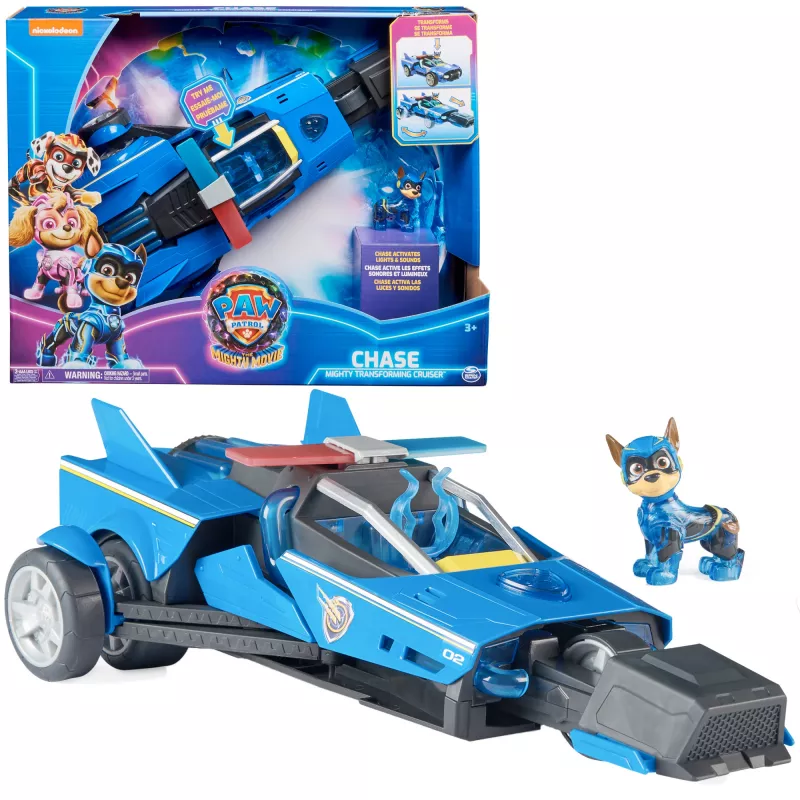 Policinis automobilis PAW Patrol Chase'o galingas transformuojantis kreiseris su šviesomis ir garsais