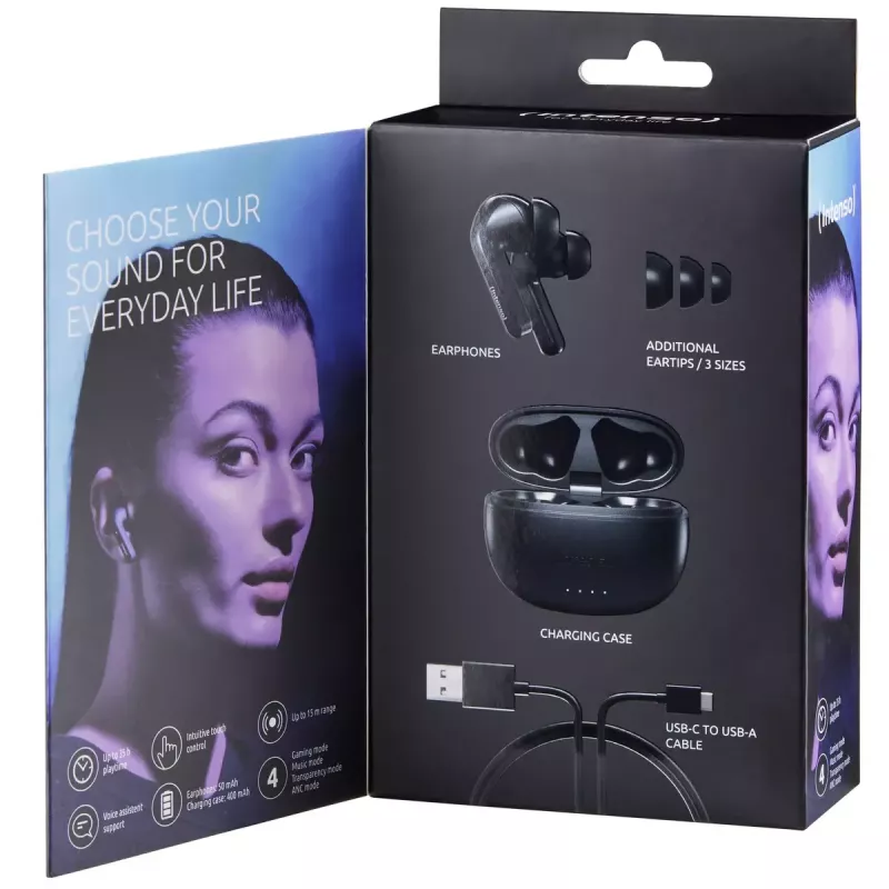 Ausinės Intenso Juoda Buds T300A