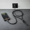 Intenso USB-C įkrovimo dirželio telefono kaklo kabelis 60W greitas įkrovimas reguliuojamas ilgis 1.65m nailonas juodas