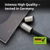 Intenso USB-C įkrovimo dirželio telefono kaklo kabelis 60W greitas įkrovimas reguliuojamas ilgis 1.65m nailonas juodas