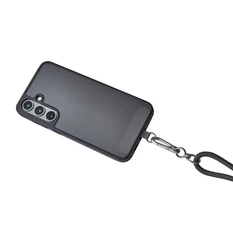 Intenso USB-C įkrovimo dirželio telefono kaklo kabelis 60W greitas įkrovimas reguliuojamas ilgis 1.65m nailonas juodas