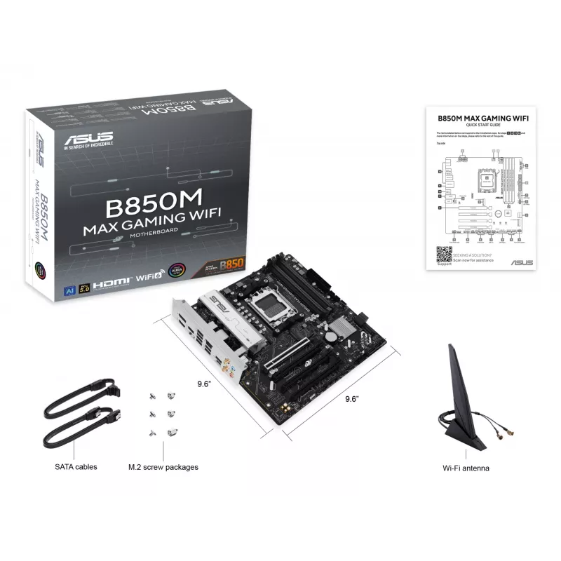 Motininė plokštė ASUS B850M MAX GAMING WIFI AMD B850 Socket AM5 micro ATX