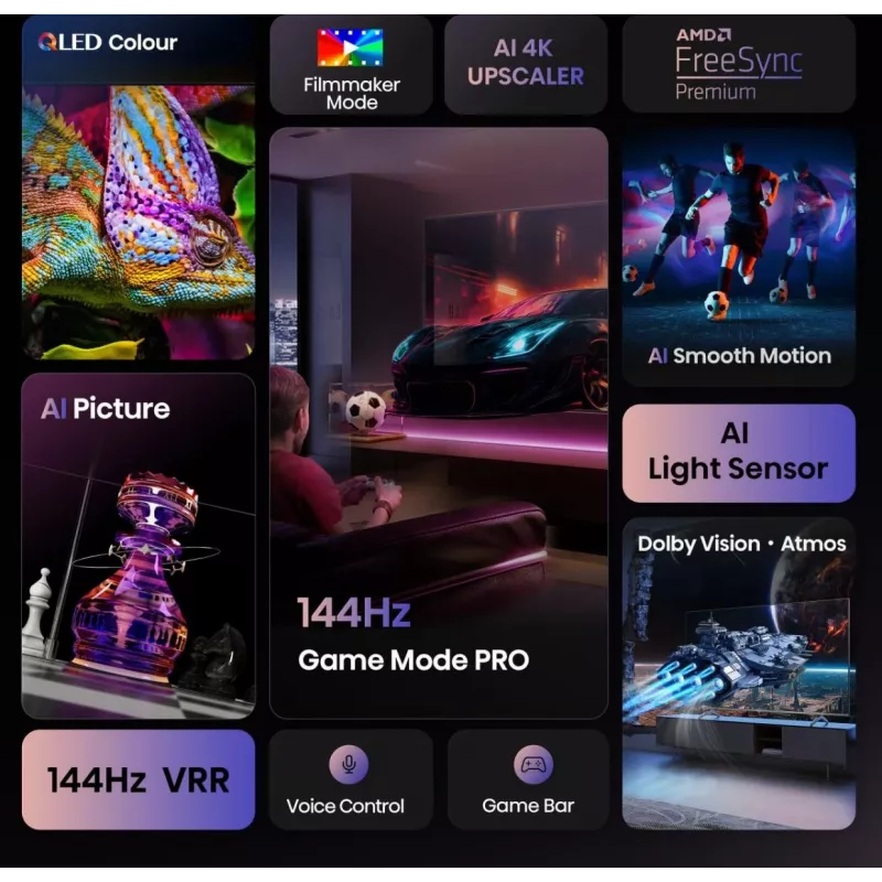 Hisense 50E77Q PRO 127 cm (50 colių) 4K Ultra HD išmanusis televizorius su Wi-Fi, juodas