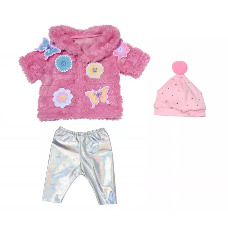 Lėlių drabužių rinkinys BABY born Rožinis paltukų rinkinys 43cm Sulankstomas