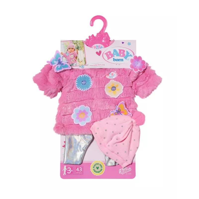 Lėlių drabužių rinkinys BABY born Rožinis paltukų rinkinys 43cm Sulankstomas