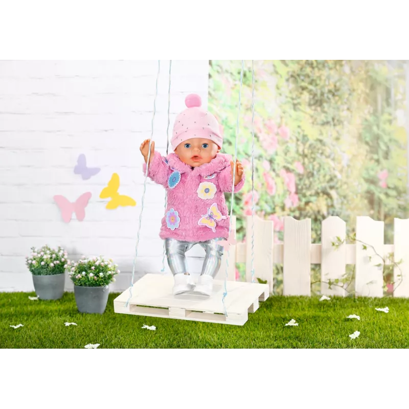 Lėlių drabužių rinkinys BABY born Rožinis paltukų rinkinys 43cm Sulankstomas