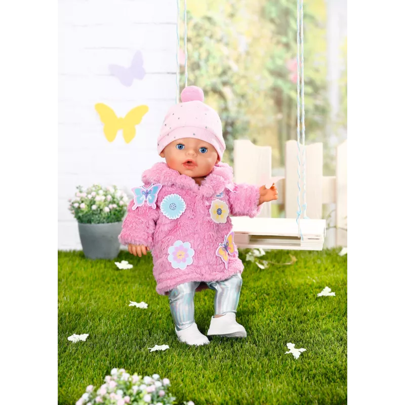 Lėlių drabužių rinkinys BABY born Rožinis paltukų rinkinys 43cm Sulankstomas