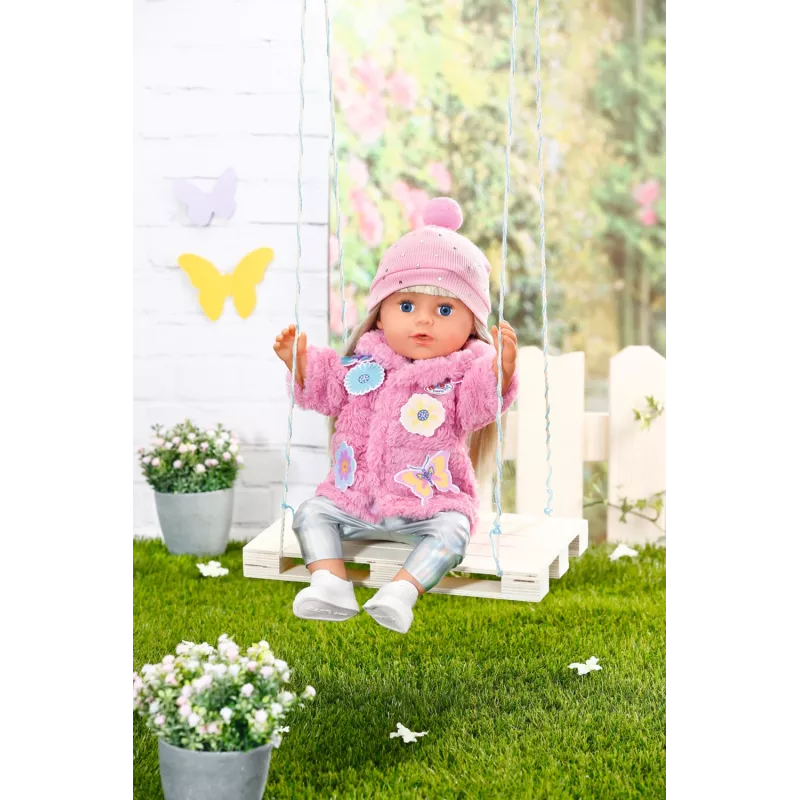 Lėlių drabužių rinkinys BABY born Rožinis paltukų rinkinys 43cm Sulankstomas