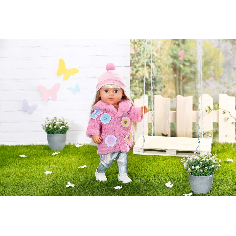 Lėlių drabužių rinkinys BABY born Rožinis paltukų rinkinys 43cm Sulankstomas