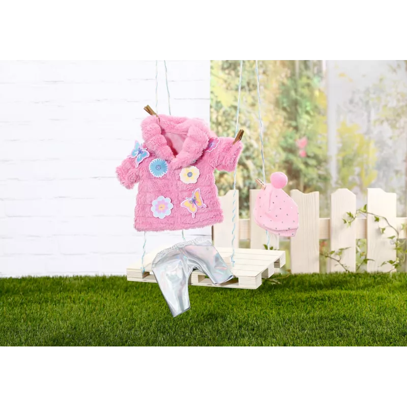 Lėlių drabužių rinkinys BABY born Rožinis paltukų rinkinys 43cm Sulankstomas