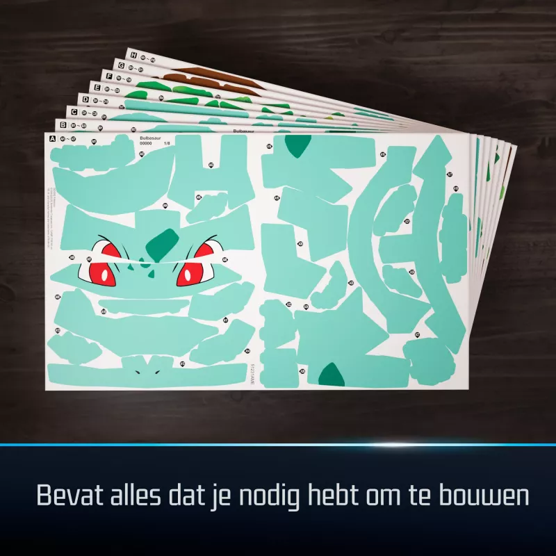 4D Build, Pokémon Bulbasaur 3D modelio rinkinys, Pokémon figūrėlė, Kanto pirmųjų partnerių kolekcija, stalo dekoras, 195 detalės, nuo 12 metų