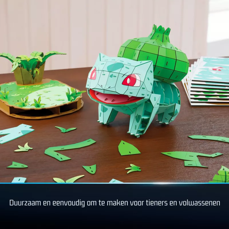 4D Build, Pokémon Bulbasaur 3D modelio rinkinys, Pokémon figūrėlė, Kanto pirmųjų partnerių kolekcija, stalo dekoras, 195 detalės, nuo 12 metų