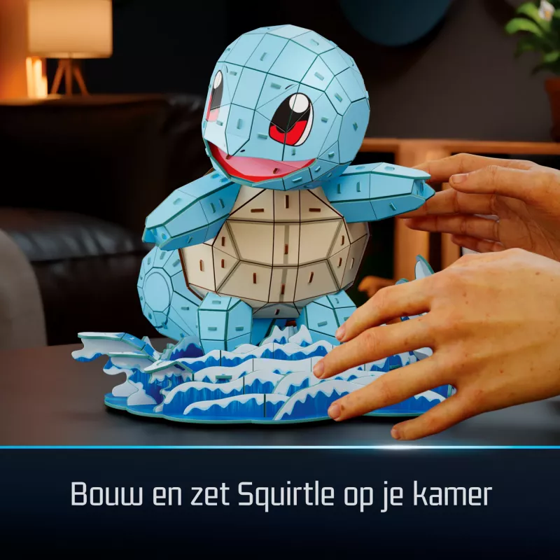 4D Build, Pokémon Squirtle 3D modelio rinkinys, Pokémon figūrėlė, Kanto pirmųjų partnerių kolekcija, stalo dekoras, 180 detalių, nuo 12 metų