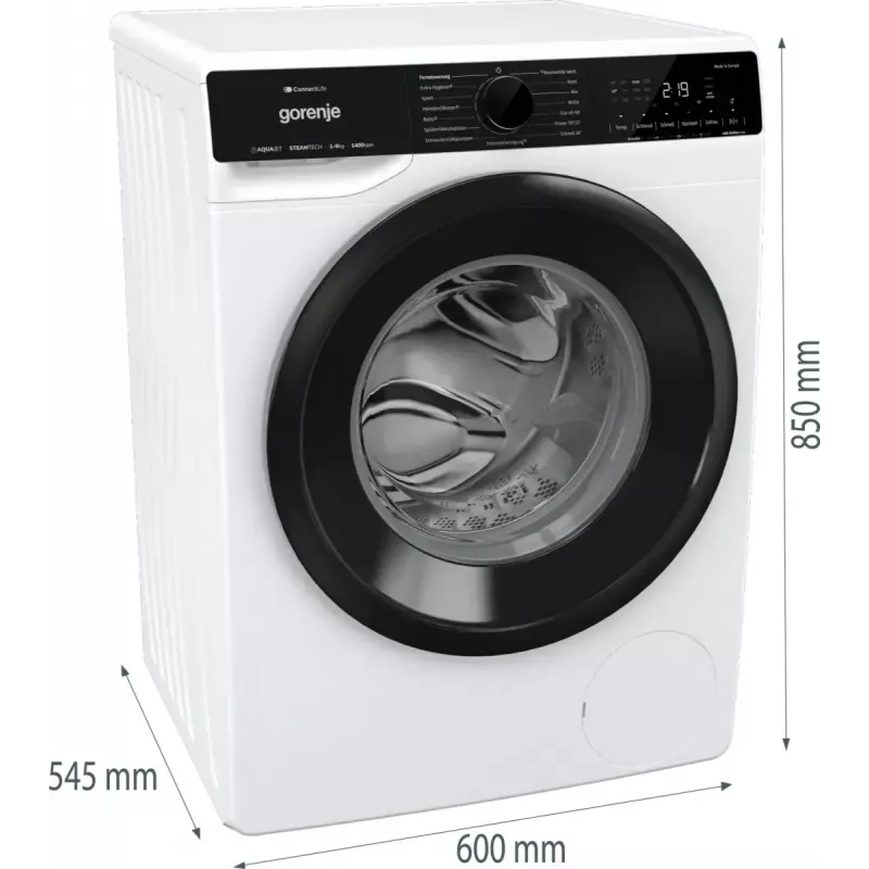 Skalbimo mašina Gorenje G600 WPNA94A1TS priekinio įkrovimo 9 kg 1300 aps./min. Balta A