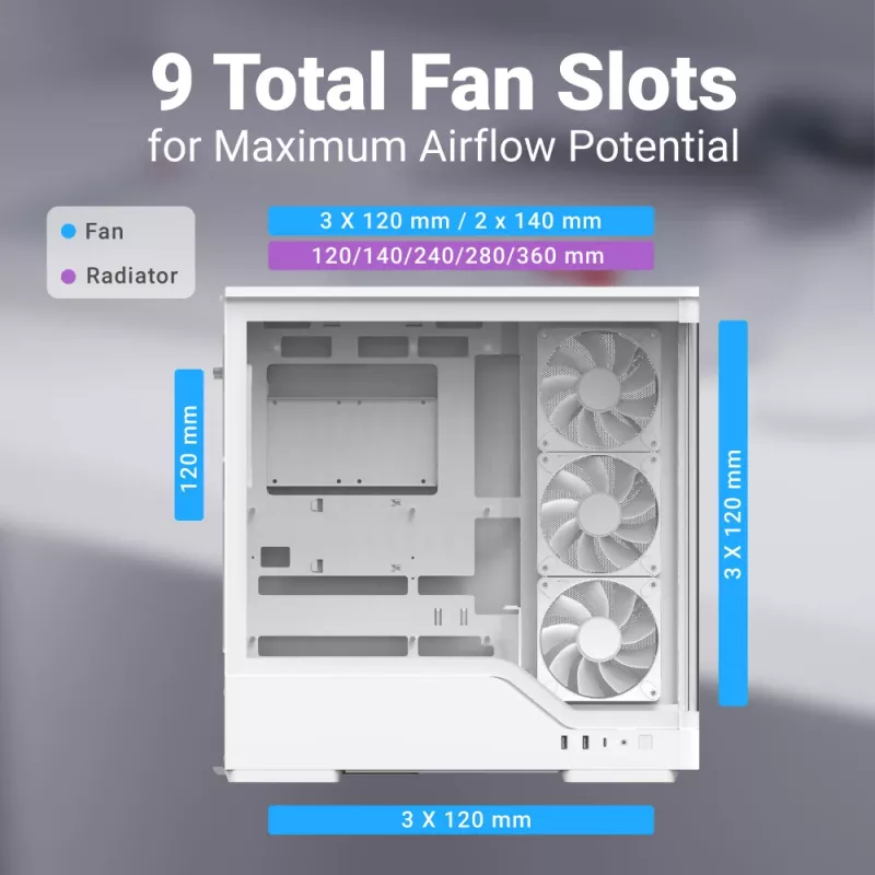 PC korpusas AEROCOOL Geh Midi P500A White — vidutinio dydžio ATX korpusas, baltos spalvos