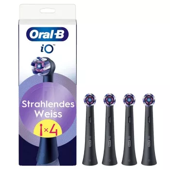 „Oral-B iO Radiant White“ keičiamųjų šepetėlių galvučių rinkinys, 4 vnt., juoda