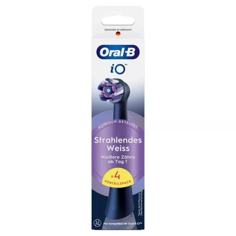 „Oral-B iO Radiant White“ keičiamųjų šepetėlių galvučių rinkinys, 4 vnt., juoda