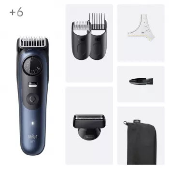 Braun BeardTrimmer 7 BT7520 baterija 40 2 cm Wet & Dry Juoda, Blue