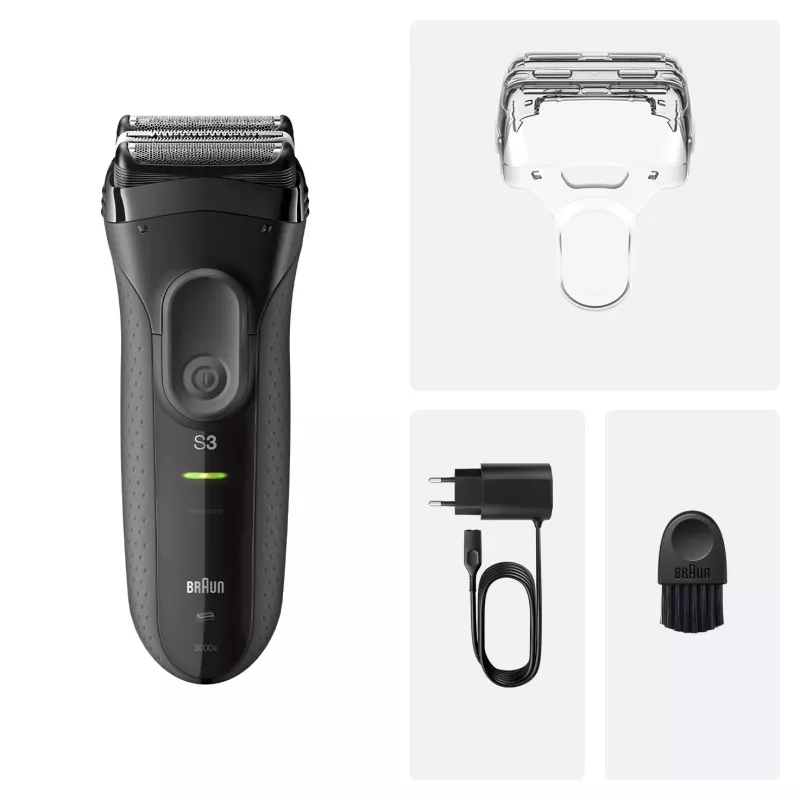 Foil shaver BRAUN Serie 3 3000S, Pilka, foil system, built-in NiMH baterija, AC/baterija power, 57×48×156 mm