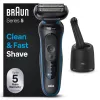 Braun Series 5 52-B7000cc folijos tipo skustuvas su kirpikliu, juodas, ličio jonų baterija