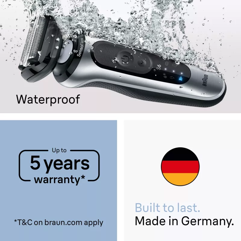 Elektrinė skustuvė BRAUN Series 6 62-B1200S Wet & Dry su integruotu barzdos kirptuvu