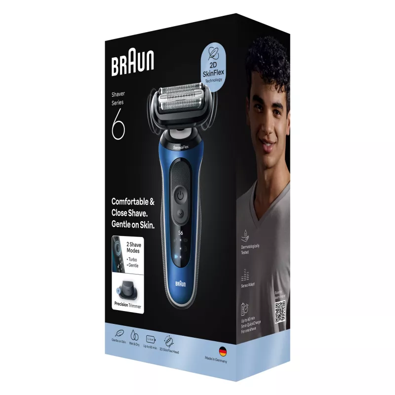 Elektrinė skustuvė BRAUN Series 6 62-B1200S Wet & Dry su integruotu barzdos kirptuvu