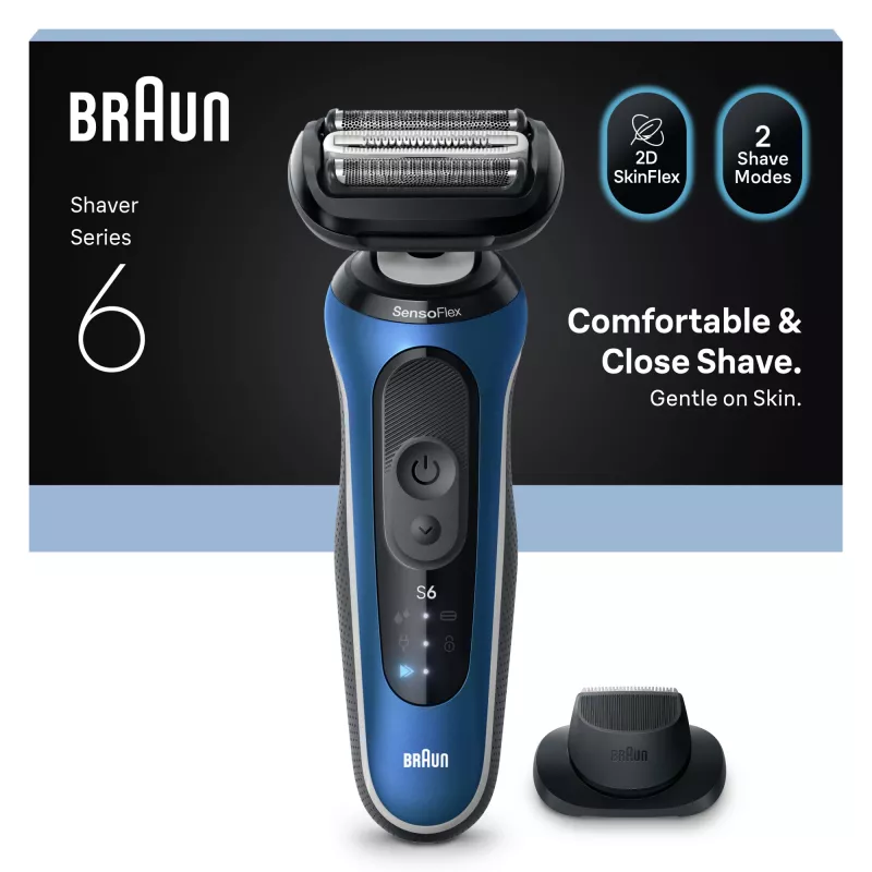 Elektrinė skustuvė BRAUN Series 6 62-B1200S Wet & Dry su integruotu barzdos kirptuvu