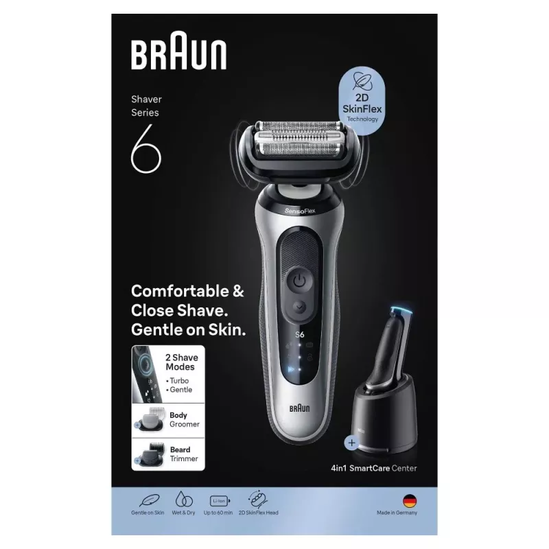 Folinis skutimosi peiliukas Braun Series 6 62-S7650cc Sidabrinis Ličio jonų baterija