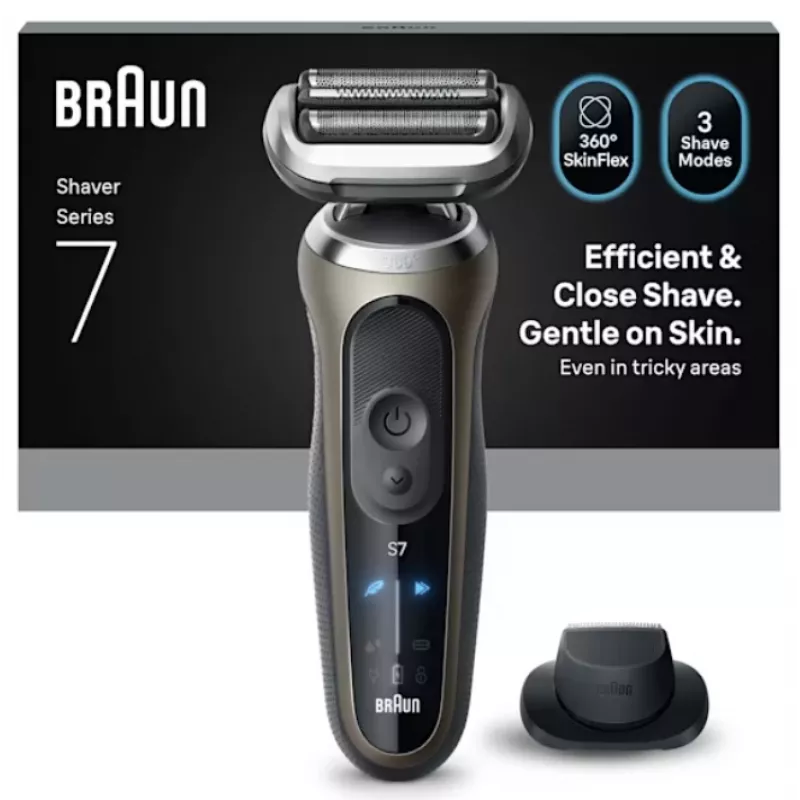 Braun Series 7 72-C1200s elektrinė barzdaskutė – drėgnam ir sausam skutimuisi, juoda/bronzinė, nerūdijantis plienas