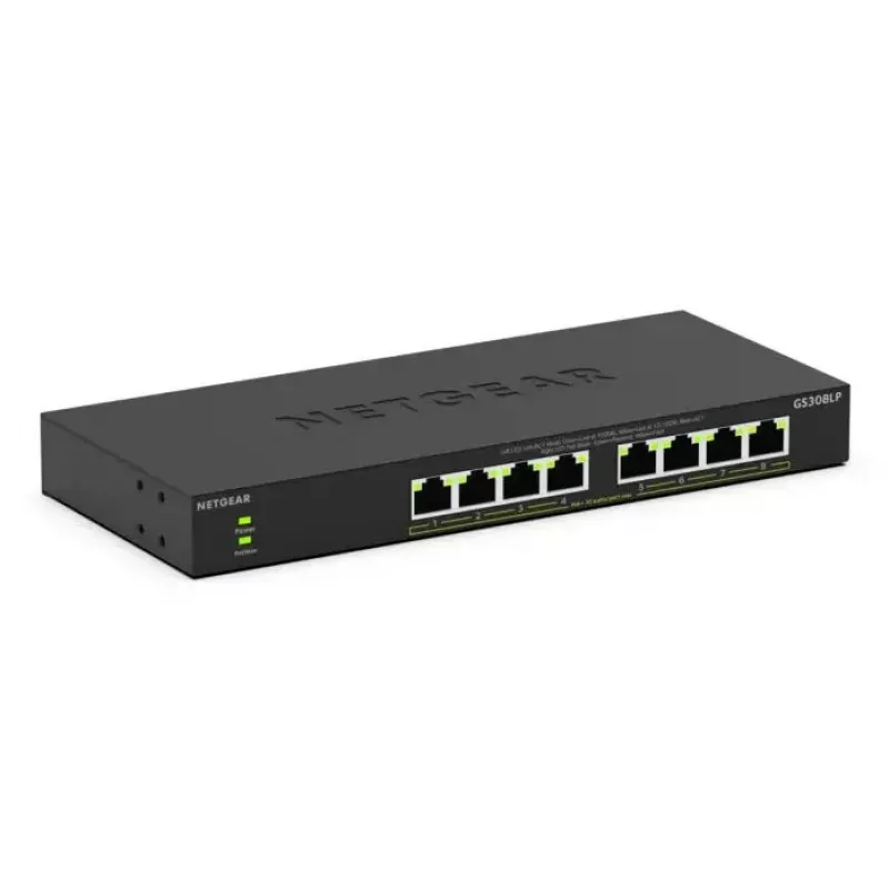 NETGEAR GS308LP Nevaldomas Gigabit Ethernet (10/100/1000) maitinimas per Ethernet (PoE) stalinis juodas