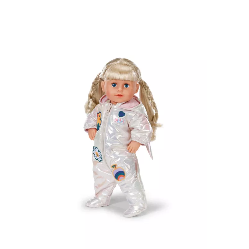 Peterkin BABY born žieminis kombinezonas Cream lėlėms 43 cm, sulankstomas, nuo 3 metų