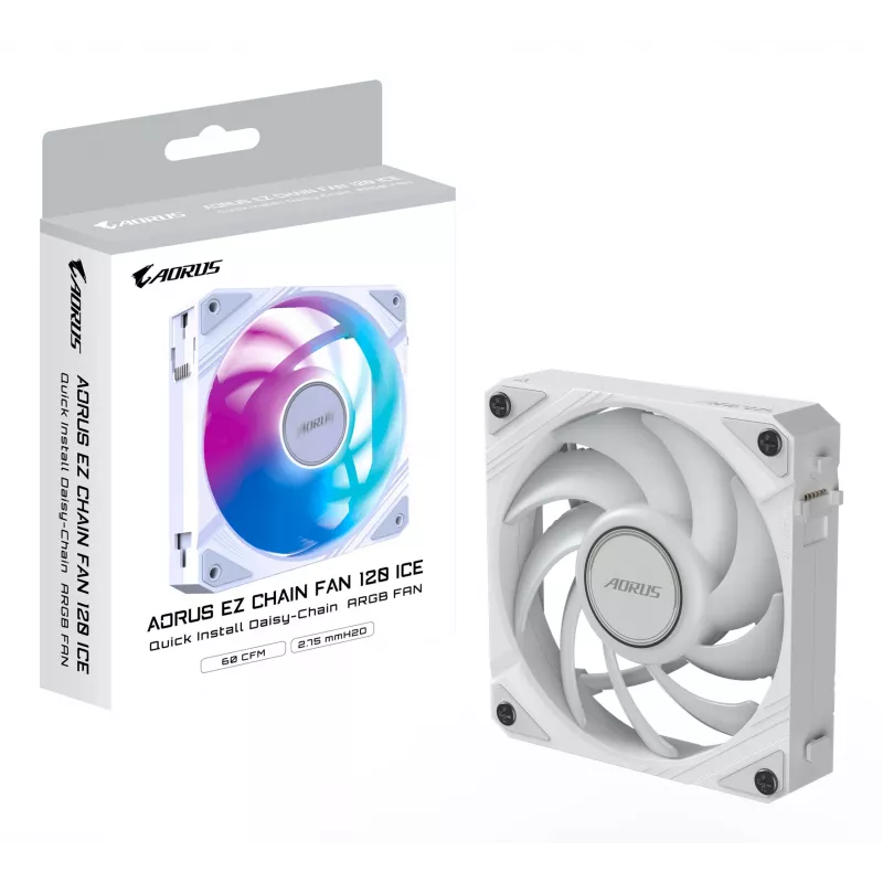 GIGABYTE AORUS EZ CHAIN FAN 120 ICE sistemos skysčiu aušinimo sistema 12 cm Balta