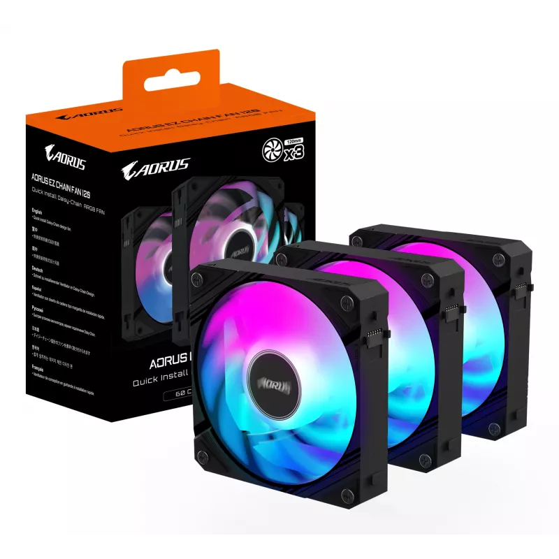 GIGABYTE AORUS EZ CHAIN FAN 120 (3-Pack) Pagrindinė plokštė 12 cm Juoda 3 vnt.
