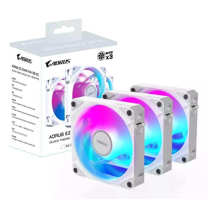 GIGABYTE AORUS EZ CHAIN FAN 120 ICE pagrindinė plokštė 12 cm Balta 1 vnt.