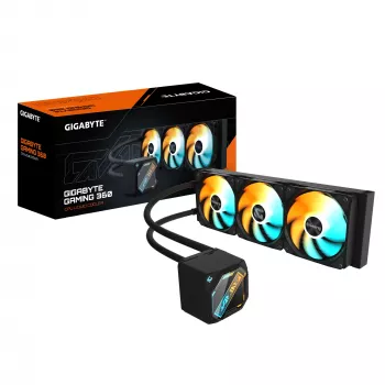 GIGABYTE GAMING 360 skysčio CPU aušintuvas- 3x120mm ARGB ventiliatoriai, įstumiamas fiksavimo mechanizmas, DAISY-CHAIN, suderinamas su Intel LGA 1851 ir AMD AM5