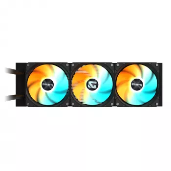 GIGABYTE GAMING 360 skysčio CPU aušintuvas- 3x120mm ARGB ventiliatoriai, įstumiamas fiksavimo mechanizmas, DAISY-CHAIN, suderinamas su Intel LGA 1851 ir AMD AM5
