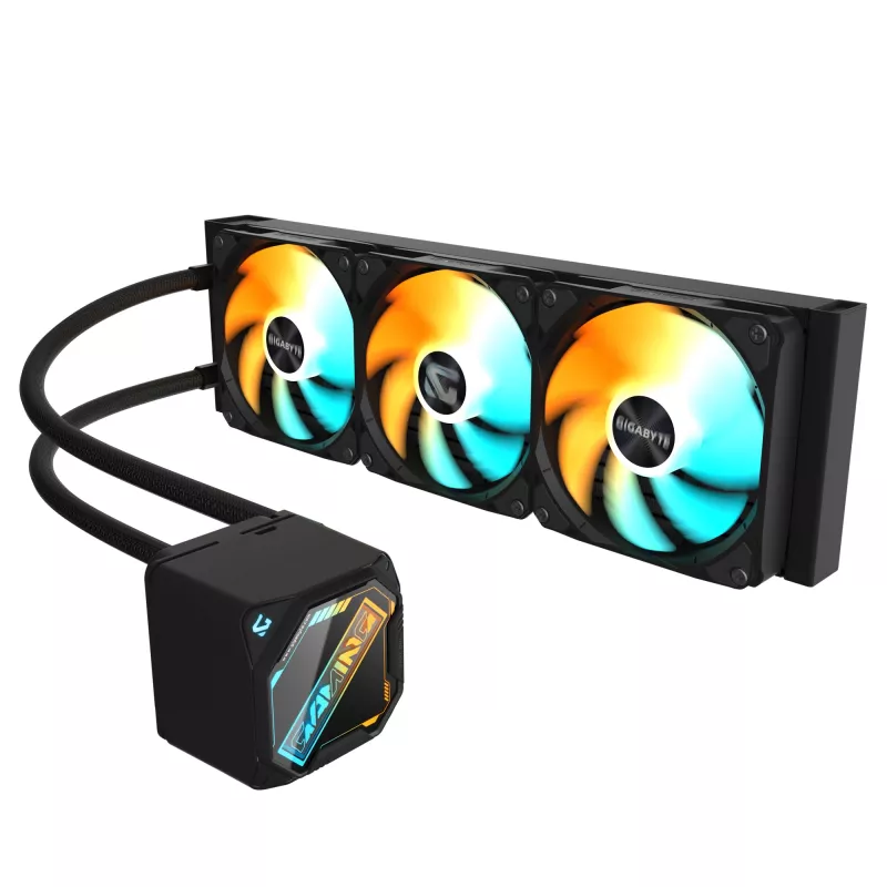 GIGABYTE GAMING 360 skysčio CPU aušintuvas- 3x120mm ARGB ventiliatoriai, įstumiamas fiksavimo mechanizmas, DAISY-CHAIN, suderinamas su Intel LGA 1851 ir AMD AM5