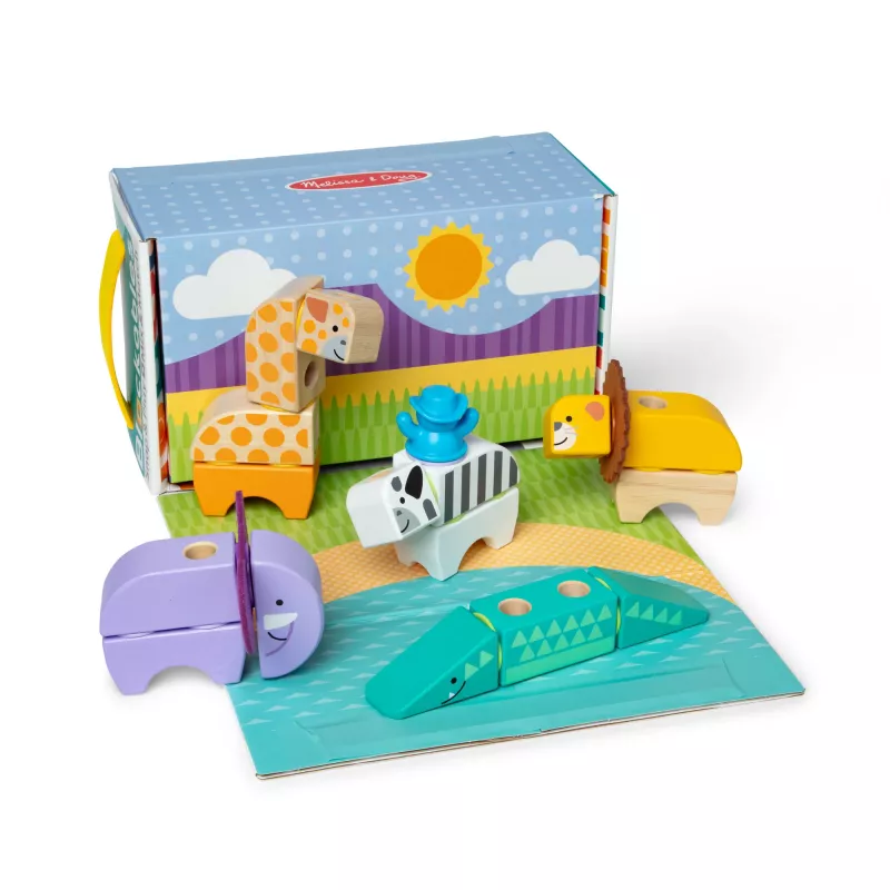 Statybinis žaislų rinkinys Spin Master Melissa & Doug Blockables Safari Playset – figūrėlės ir sukraunami blokeliai