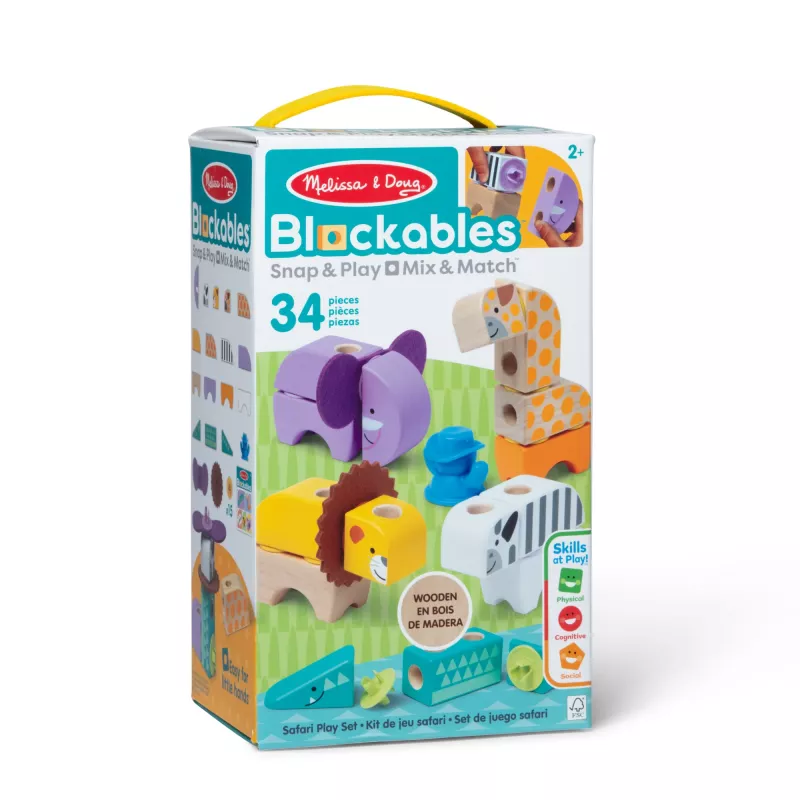 Statybinis žaislų rinkinys Spin Master Melissa & Doug Blockables Safari Playset – figūrėlės ir sukraunami blokeliai