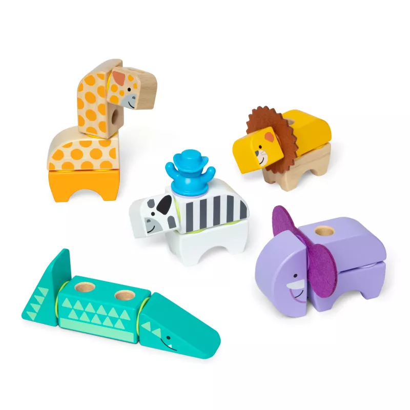 Statybinis žaislų rinkinys Spin Master Melissa & Doug Blockables Safari Playset – figūrėlės ir sukraunami blokeliai