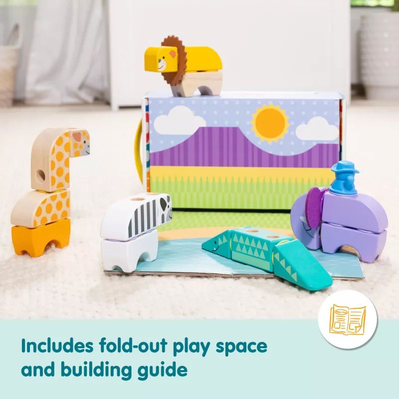 Statybinis žaislų rinkinys Spin Master Melissa & Doug Blockables Safari Playset – figūrėlės ir sukraunami blokeliai