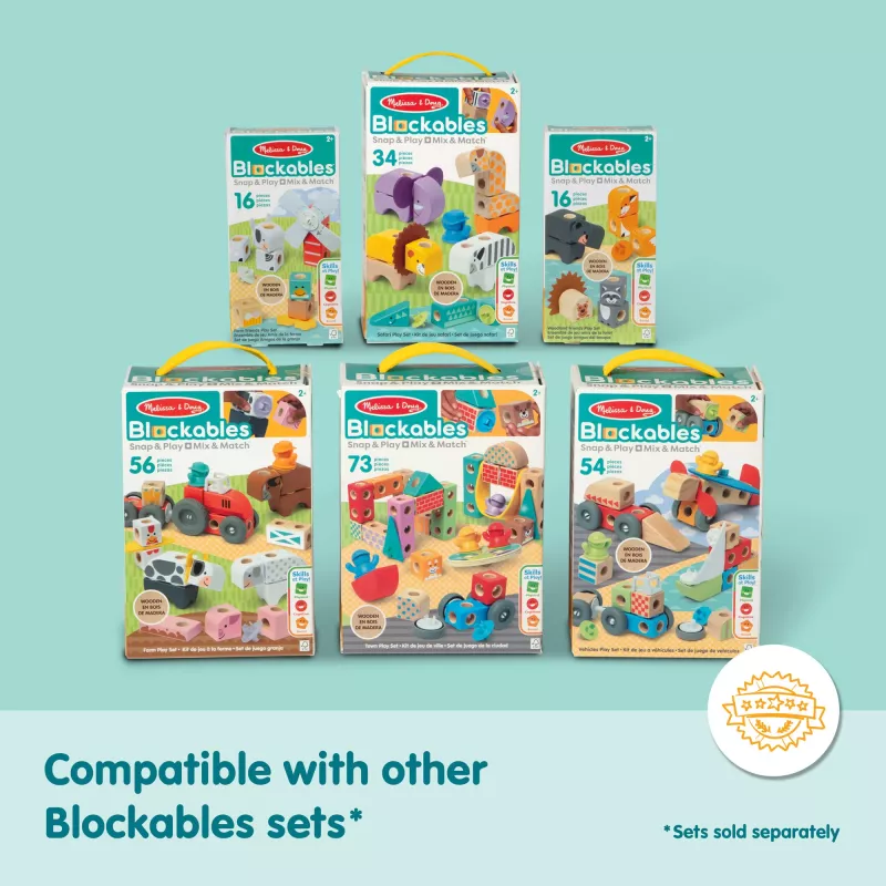 Statybinis žaislų rinkinys Spin Master Melissa & Doug Blockables Safari Playset – figūrėlės ir sukraunami blokeliai