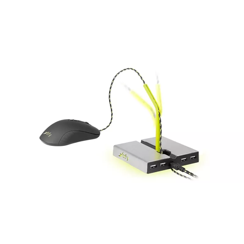 Xtrfy B1 Mouse Bungee LED pelės laikiklis su 4 prievadų USB 2.0 šakotuvu