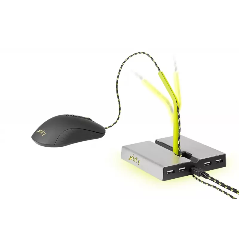 Xtrfy B1 Mouse Bungee LED pelės laikiklis su 4 prievadų USB 2.0 šakotuvu
