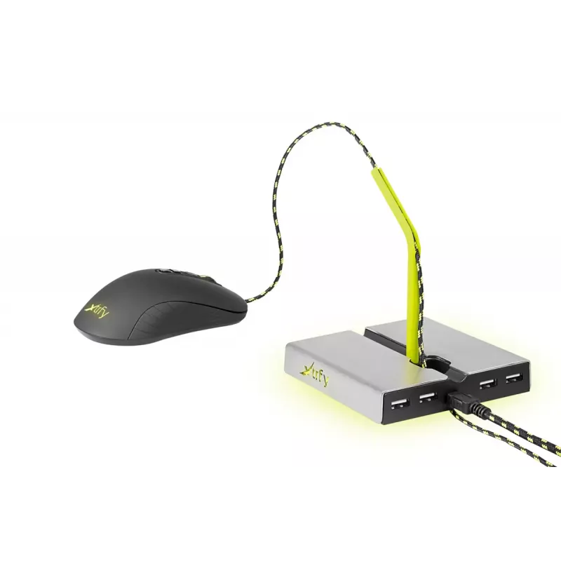 Xtrfy B1 Mouse Bungee LED pelės laikiklis su 4 prievadų USB 2.0 šakotuvu