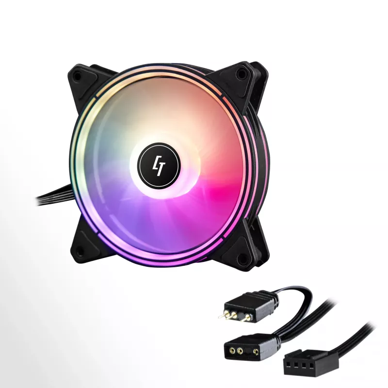 Chieftec NF-1225RGB kompiuterio aušinimo sistema Kompiuterio korpuso ventiliatorius 12 cm Juodas 1 vnt.